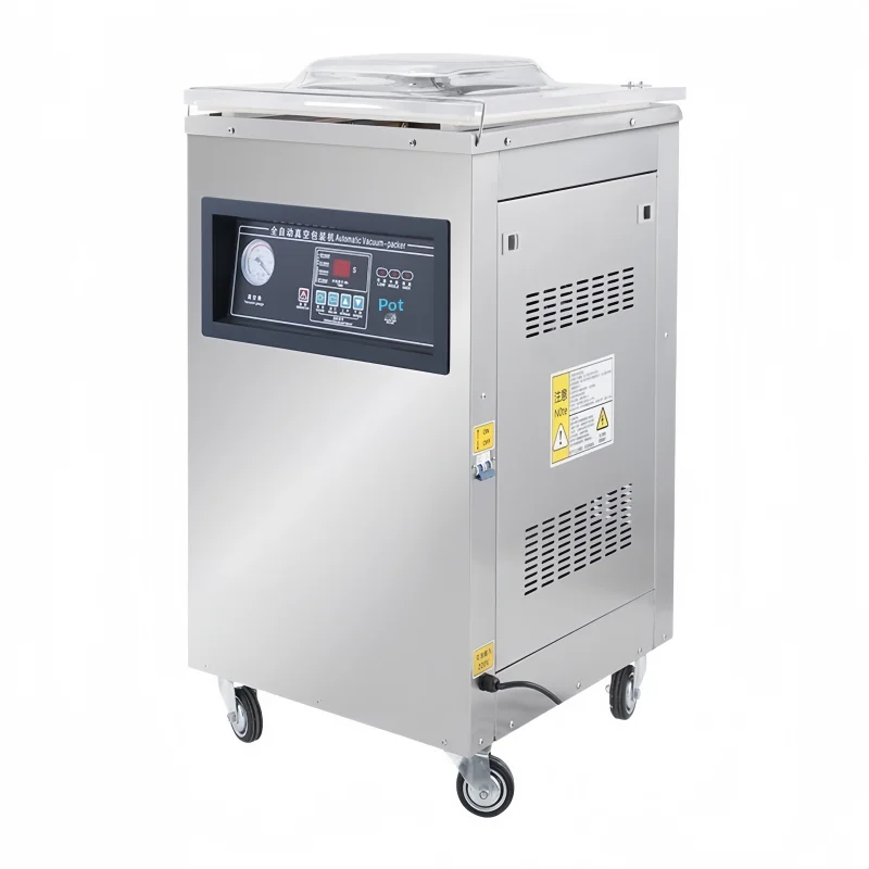 Stainless Steel Double-chamber Vacuum Sealer for Food Packaging, Suitable for Preserving Rice, Seafood, and Cooked Food