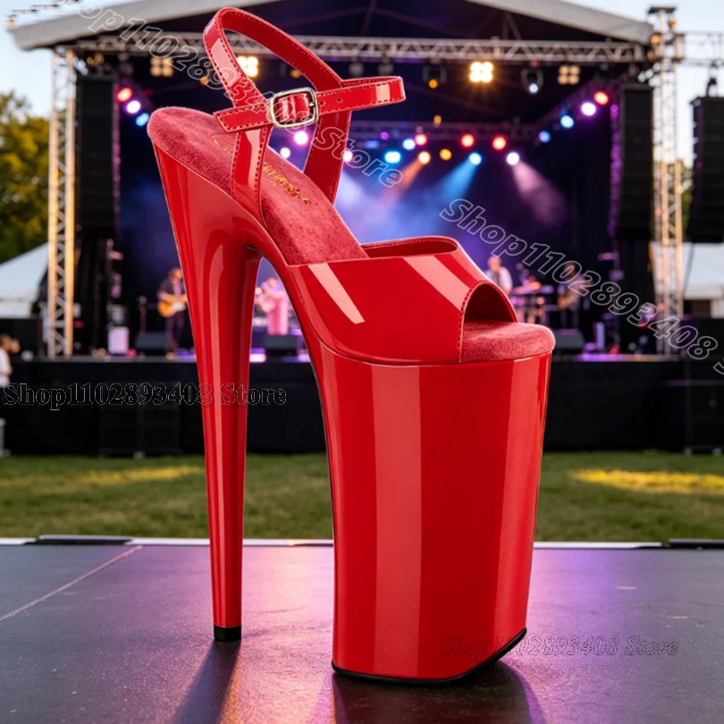 White Platform Dancing Sandals Stiletto Ankle Buckle Patent Leather Design for Women Fashion Sexy Sandals Zapatos Para Mujere