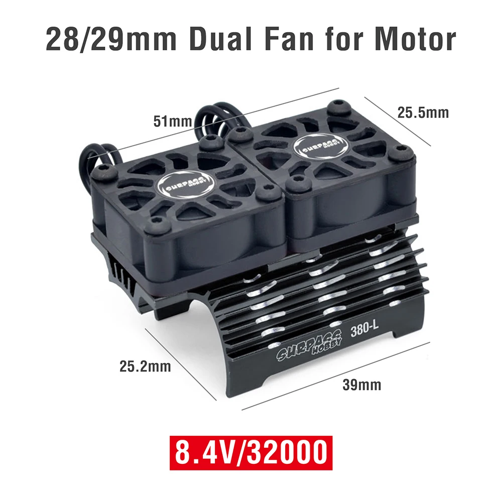 SURPASS HOBBY RC Motor Fan per RC Car 1/8 1/10 1/12 Scale 380 390 540 550 motore Brushless 28/29/36mm ventola di raffreddamento dissipatore di calore