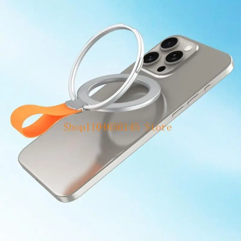 5asd Universal Adjustable Finger Rings Magnetic Buckle Holder Mobile Phone Rack Bracket Foldable Design Silicone Hanging Rope