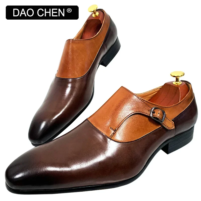 LUXURY BRAND MEN LOAFERS SHOES GENUINE LEATHER BUCKLE STRAP MENS DRESS SHOES BLACK BROWN OFFICE WEDDING MEN CASUAL SHOES