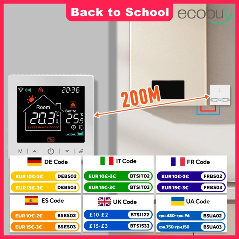 

Tuya Smart Wifi Boiler Thermostat Wireless Gas Boiler Heating Thermostat Tuya Wifi Digital Temperature Controller Alexa Google H