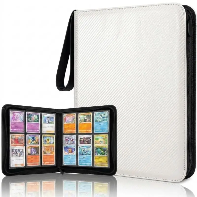 Nine-grid 360 Pockets Card Binder Sleeves with Zipper for TCG CCG Card Storage Solid color woven pattern