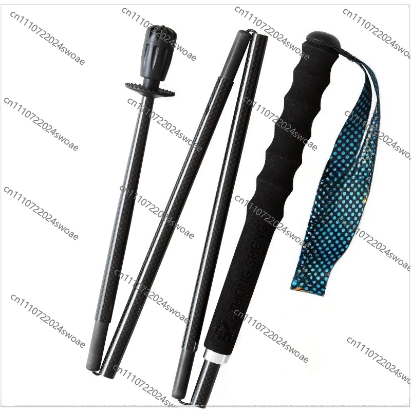Ultra-light high modulus 3k plain weave bright carbon fiber folding mountaineering off-road walking stick