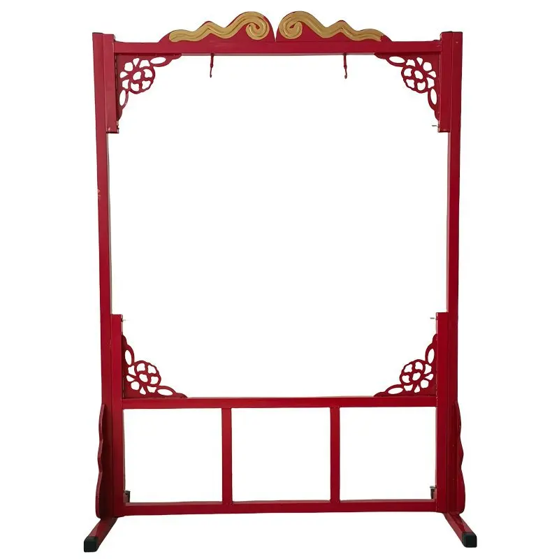 Square Window Style Gong Stand, O-Shape Metal Iron Frame, 1m Copper Feng Shui Yoga Gong with Wheels, Portable Ritual Instrument