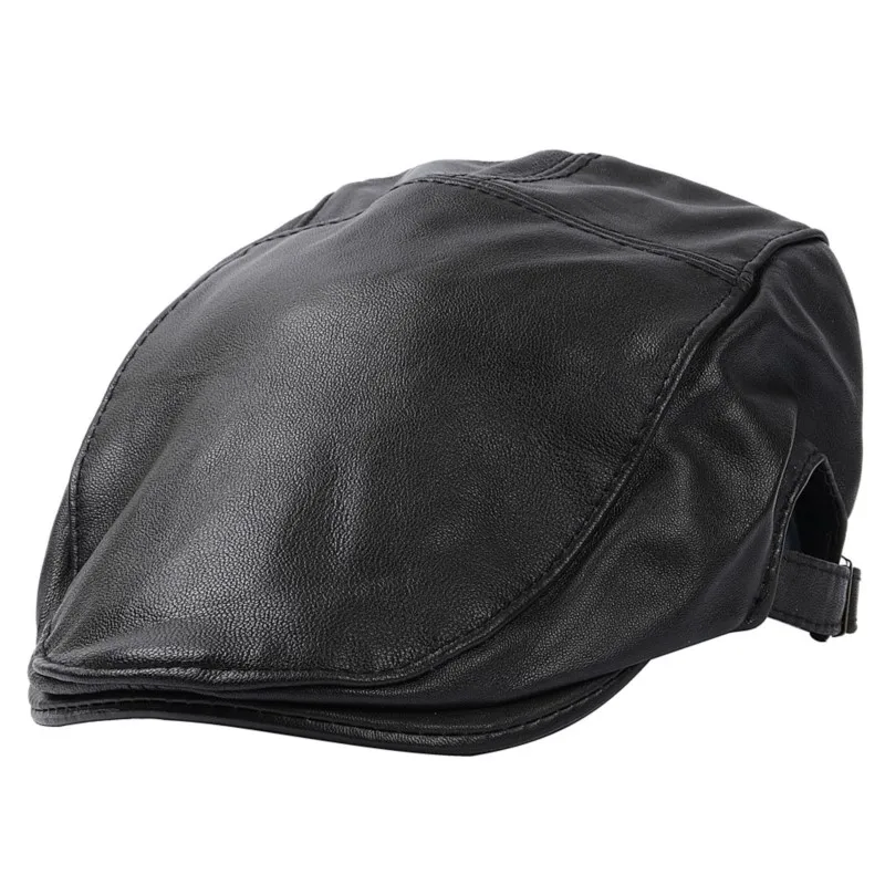 Leather hats men's baseball trendy thin mid-aged forward berets