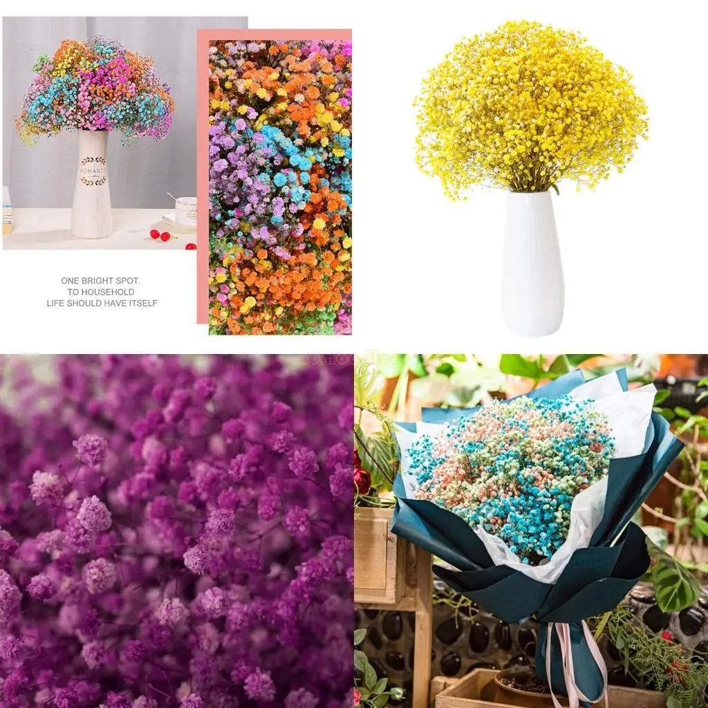 

31BF Gypsophila Bunch Fake Flowers Bouquet Solid Color Flowers No Fade No Vase