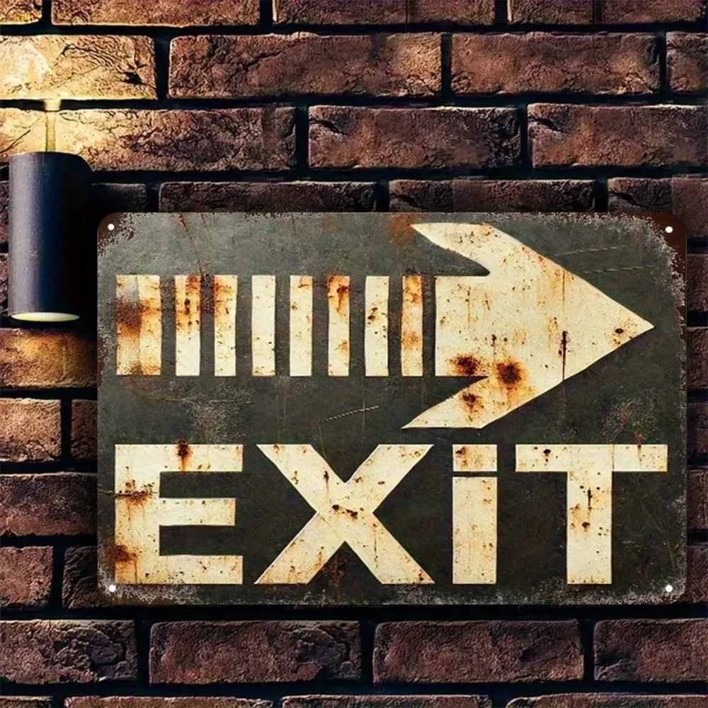 CIFBUY Rustic Arrow Exit Sign Aluminum Wall Art 12x16 Waterproof Durable Metal Mural for Home Bar Patio Yard Decor