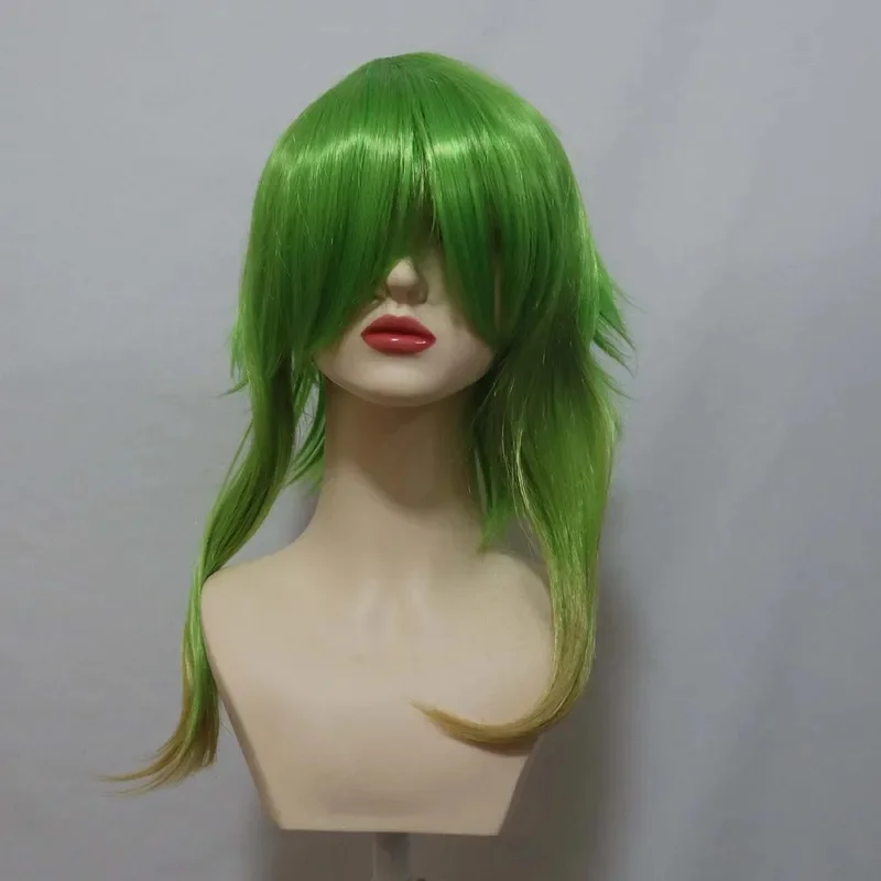 le-cool-ハロウィンパーティー-ボーカロイド-メグポイド-グミ-コスプレ-グリーン-ゴールデン-オンブレ-ショート-レイヤード-ふわふわ-耐熱性-合成ヘア-tu8