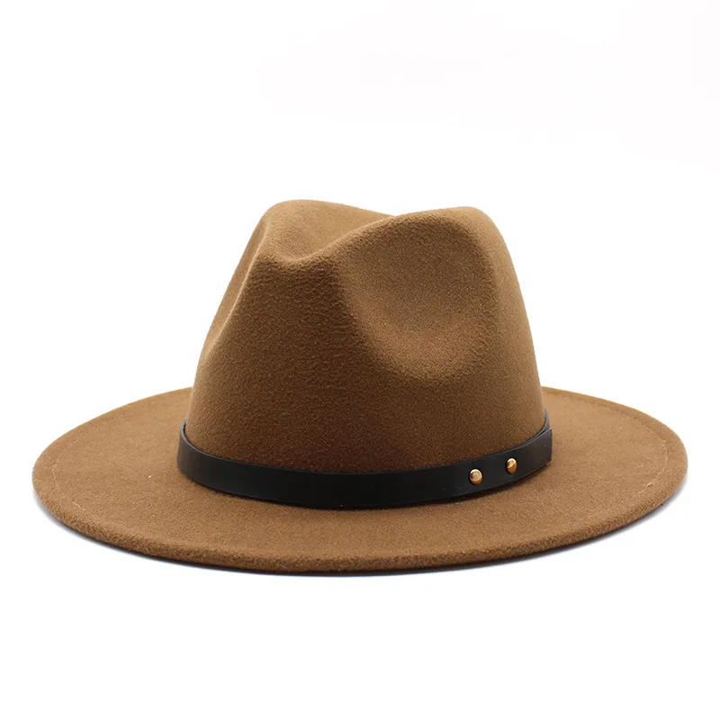 

New Woolen Hat European And American Single Side Belt Decorative Hat Men S And Women S Flat Brim Big Brim Fedora Hat Church Hat