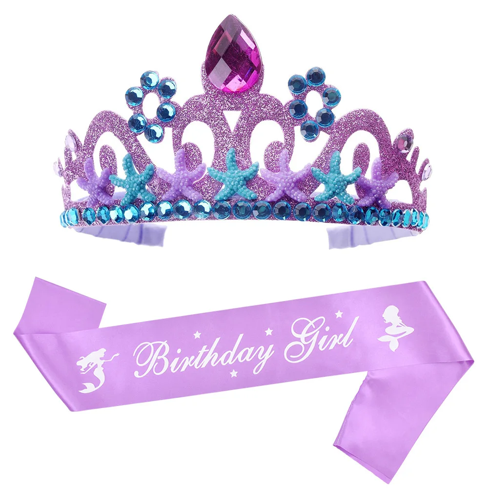 156 * 9,5 cm Syrenka Urodziny Dziewczyna Pasek na ramię Syrenka Party Korona Pod Morzem Party Sea Animal Party Decor Girls Favor