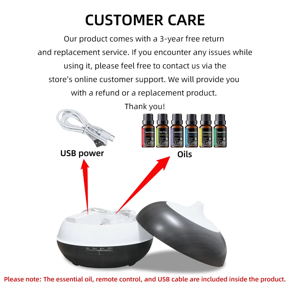 Large Room 550ml Essential Oil Diffuser, Cool Mist Humidifier with Auto Shut Off, Ultra Quiet Crack Design for Night Sleep & Hom