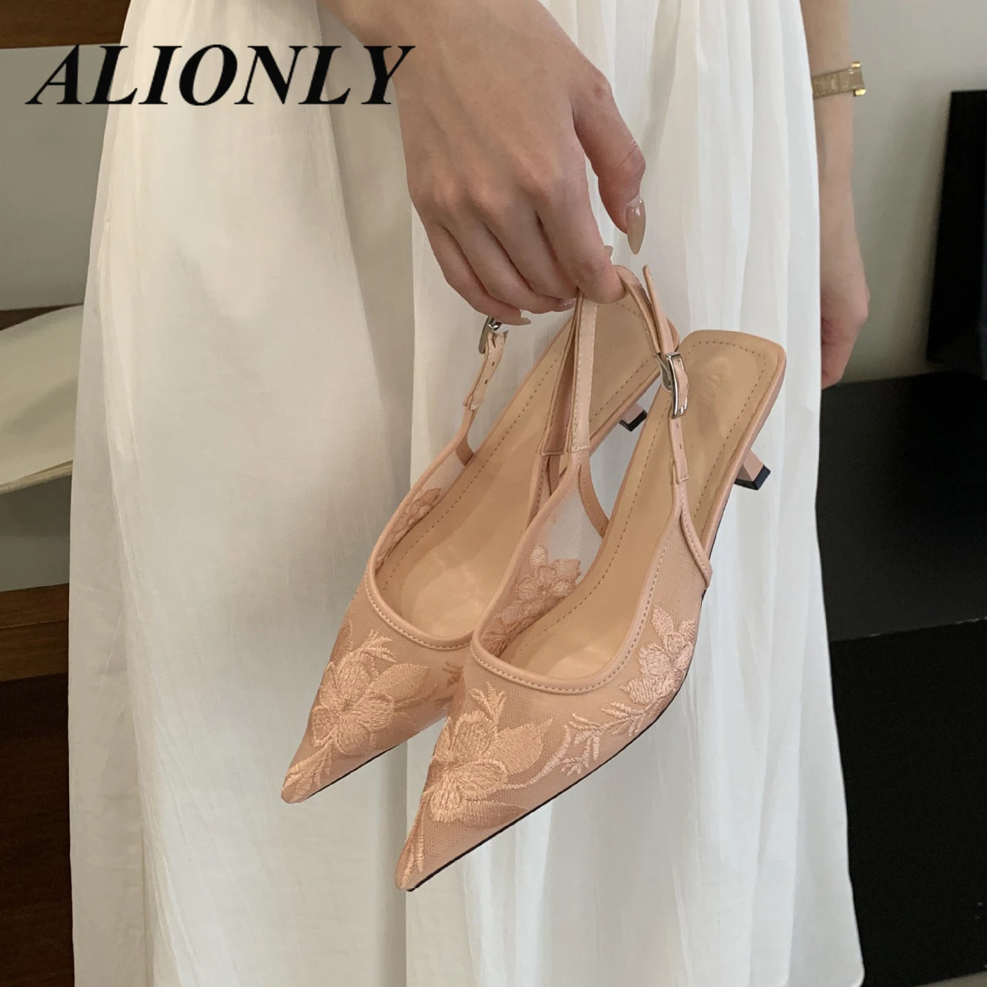 

Alionly 2026 Новые французские туфли-лодочки на тонком каблуке с ремешком, в стиле феи, летние, на высоком каблуке