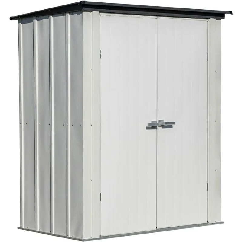 

Arrow Shed Designed 5' x 3' x 6' Compact Outdoor Metal Backyard, Patio, and Garden Shed Kit, Flute Gray and Anthracite