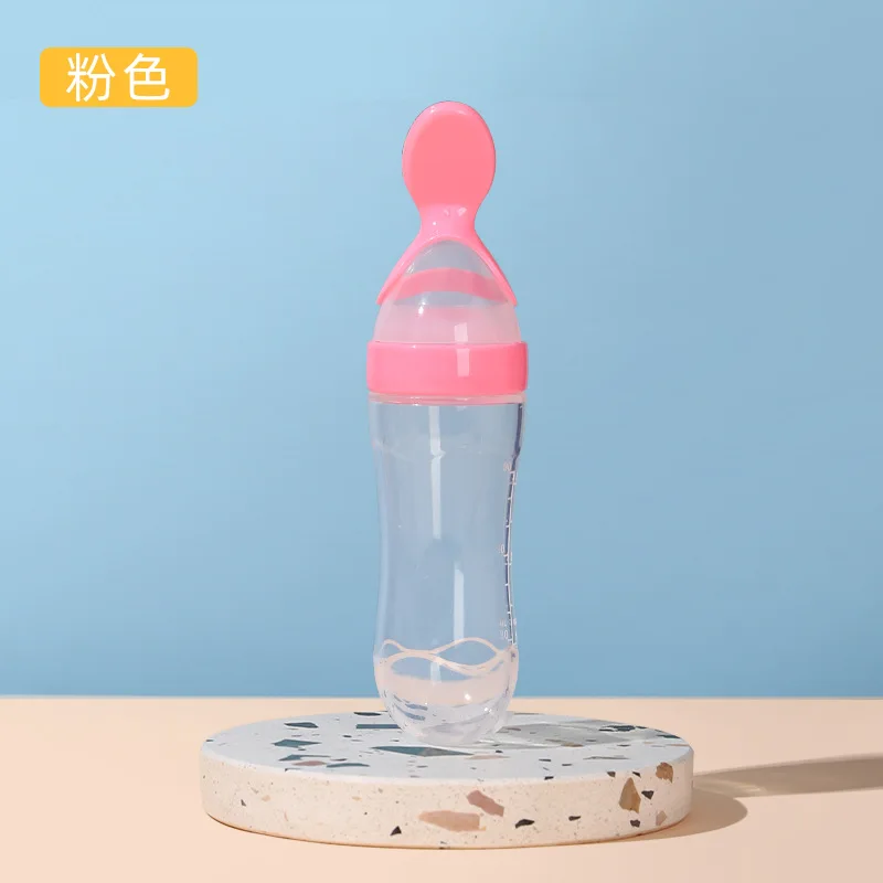 Squeezing Feeding Bottle Silicone Newborn Baby Training Rice Spoon Infant Cereal Food Supplement Feeder Safe Tableware Tools