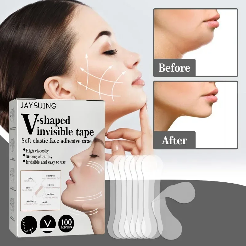 

100Pcs V-shaped Lift Invisible Stick Face Lift Fade Fine Lines Lift Chin Muscle Shaping Patch Shrink Stick Face Slimming Patch