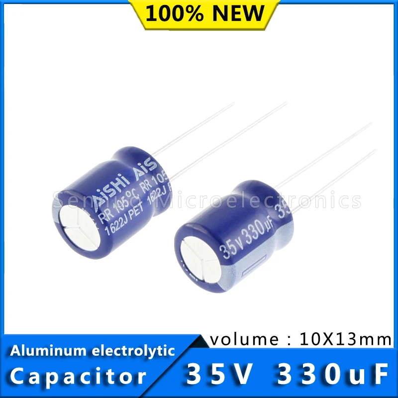 10Pcs 35V 330UF 10*13 10x13 mm Aluminum Electrolytic Capacitors 330uf 35V High Frequency Low Resistance Electrolytic Capacitors