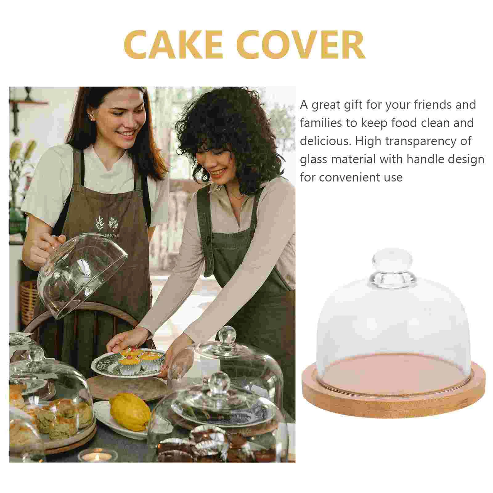 Transparent Glass Cover Cake Display Tray Delicate Dessert Storage Plate Coffee Table Wedding Decor