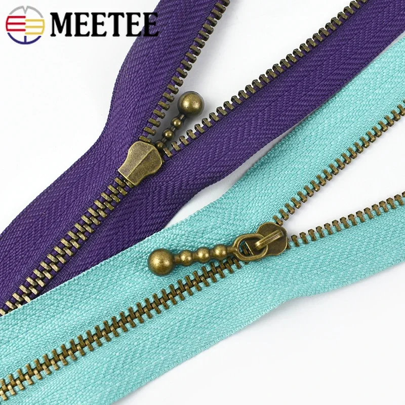 10Pcs Meetee 3# Metal Zippers Bronze Teeth Zip 15/18/20/25cm Close-end Zipper for Bag Shoes Clothes Repair Kit Sewing Acessories