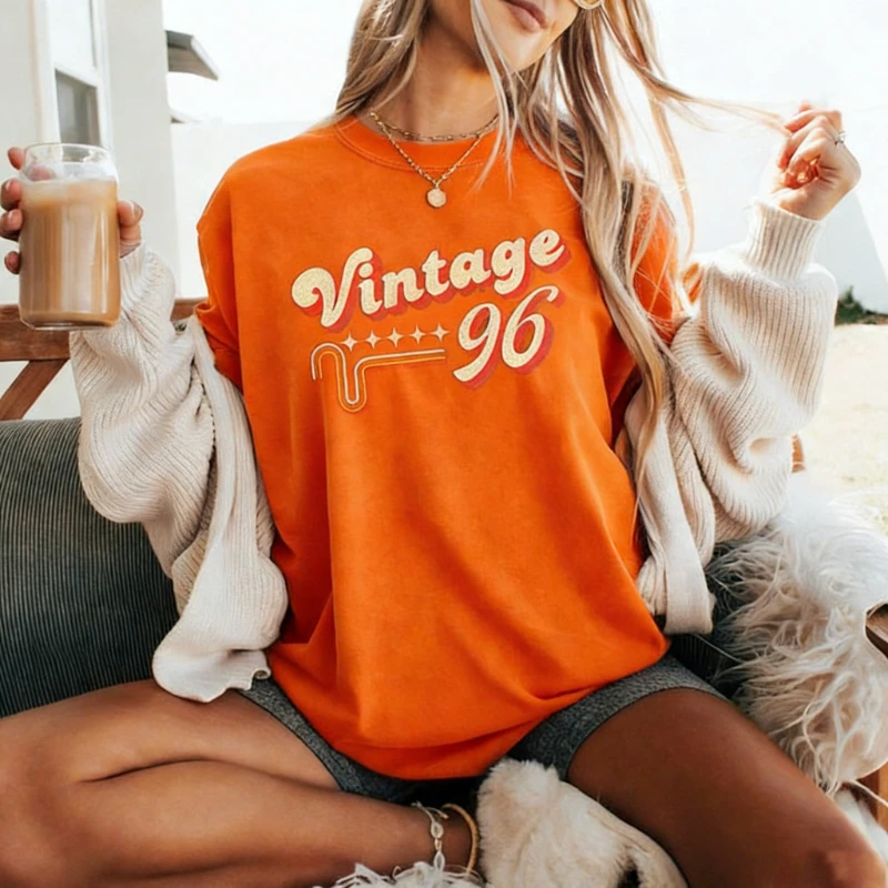 Retro 70s style Tee 30th Birthday Gift for Women men Vintage Year Shirt Classic Since 1996 printed T-shirt tops Thirties Party