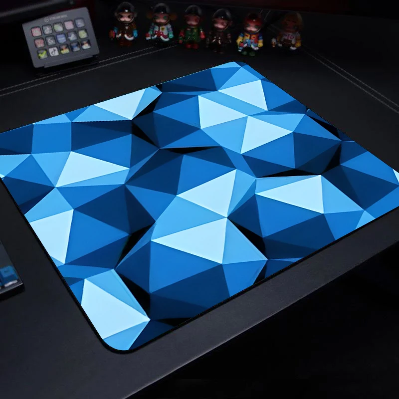 Blue Three-dimensional Diamond Grid Water Proof Mouse Pad Gaming Accessories Laptop  Mat Surface for Computer Aesthetic Mat Rug