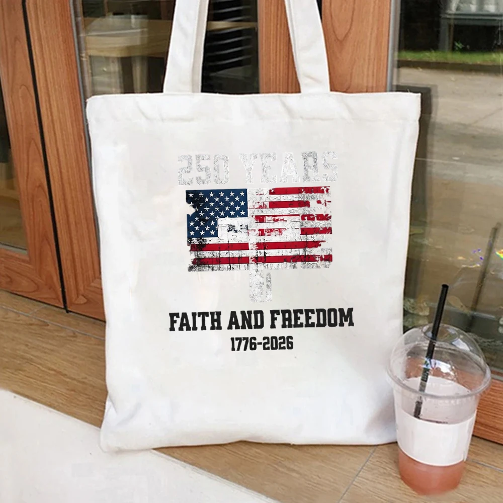 250 Years We the People Tote Bag, Vintage American Flag Canvas Bag, Patriotic Independence Day Gift
