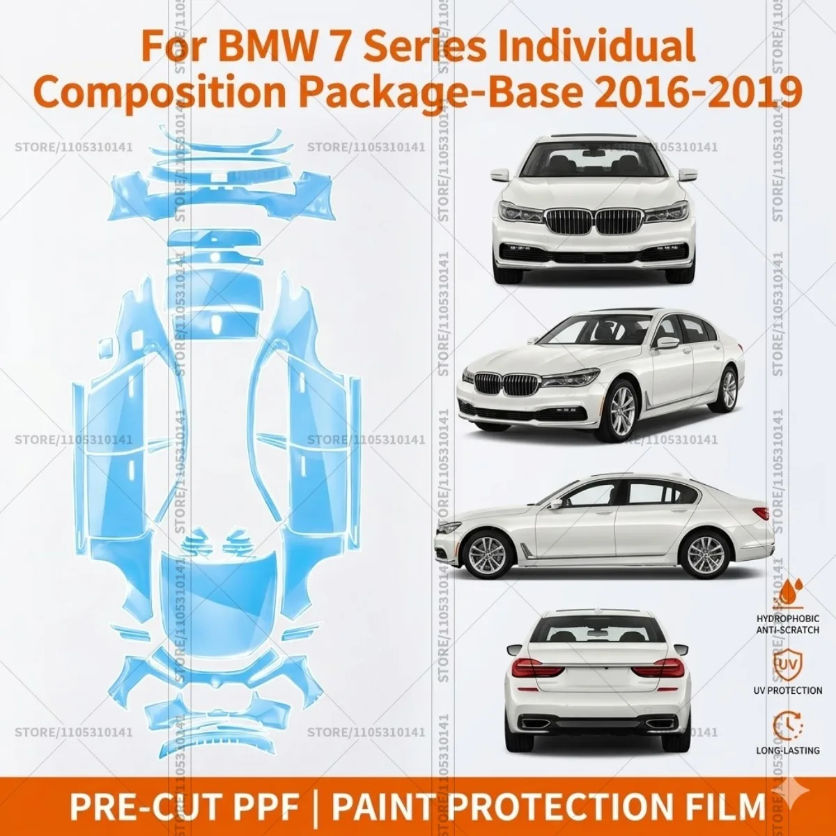

Pre-Cut Paint Protection Film PPF Transparent Clear Bra Car Film For BMW 7 Series Individual Composition Package-Base 2016-2019