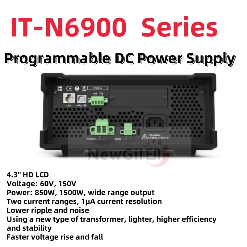 ITECH IT-N6952 IT-N6962 IT-N6953 IT-N6963 مصدر طاقة تيار مستمر قابل للبرمجة 60 فولت و150 فولت، مخرج 850 وات و1500 وات