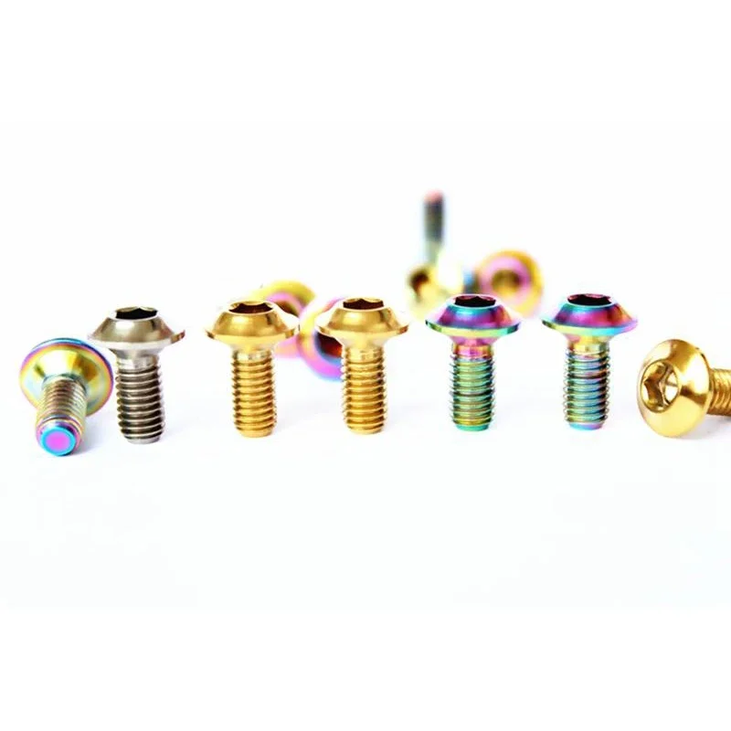 (2) M5x14 Ti/Golden/Rainbow GR5 TC4 Titanium Screw Bolts For Bicycle Brake Block