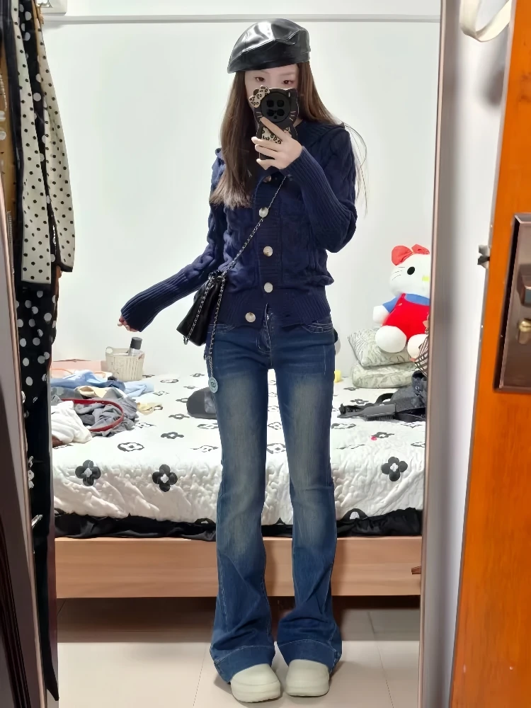 الكورية Sle الرجعية مقنعين متماسكة سترة معطف المرأة الخريف الشتاء التخسيس طويلة Sve سترة مفتوحة Faionable تخفيف