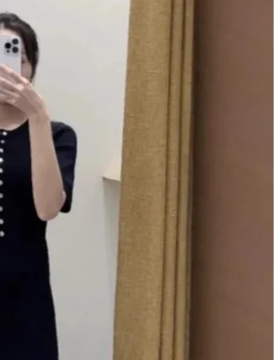 

2023 осенне-зимнее женское черное новое платье с длинным рукавом и круглым вырезом, однобортное облегающее трикотажное вечернее платье