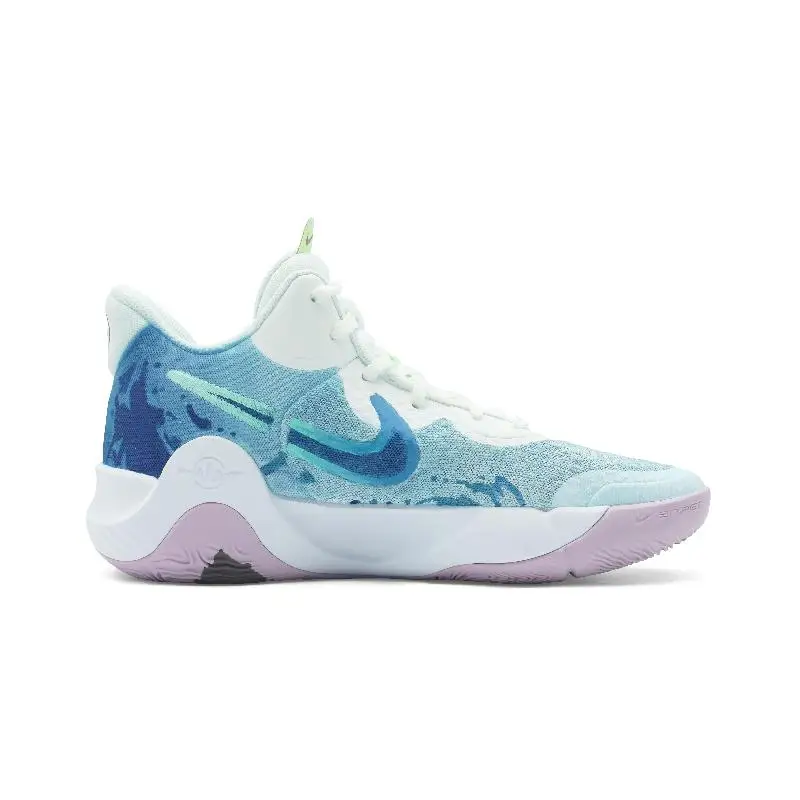 【ปรับแต่ง】Nike KD Trey 5 IXรองเท้าบาสเก็ตบอลวินเทจUnisex Mid-Topสีขาว/สีม่วงรองเท้าผ้าใบรองเท้าDJ6922-100