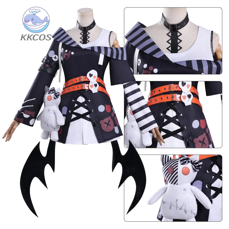

Magical Girl's Witch Sawatari Koko cosplay costume Outfit Ruffled Dress Black White Punk Style Halloween Party Carnival Uniform