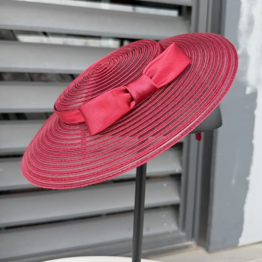 

Hair Clip Exquisite Mesh Bow Headband French Wide Brim Mesh Pillbox Hat Elegant Retro Bride Headdress Lady