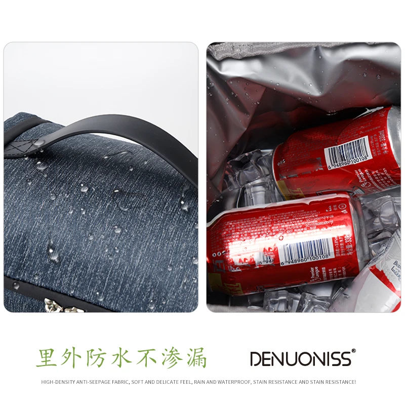 DENUONISS New Insulated Cooler Bag Durable Thickened Waterproof Cooler Bag Oxford Waterproof Portable Insulated Lunch Bag