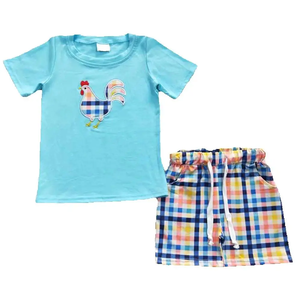 

Baby Boys Chicken Summer Plaid Shorts Sets