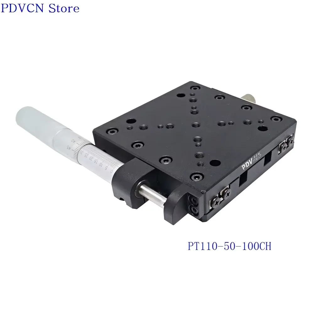 PT110-50-100CH X Axis Manual Linear Stage, Manual Displacement Station, Manual Platform, Optical Sliding Table, 50mm Travel
