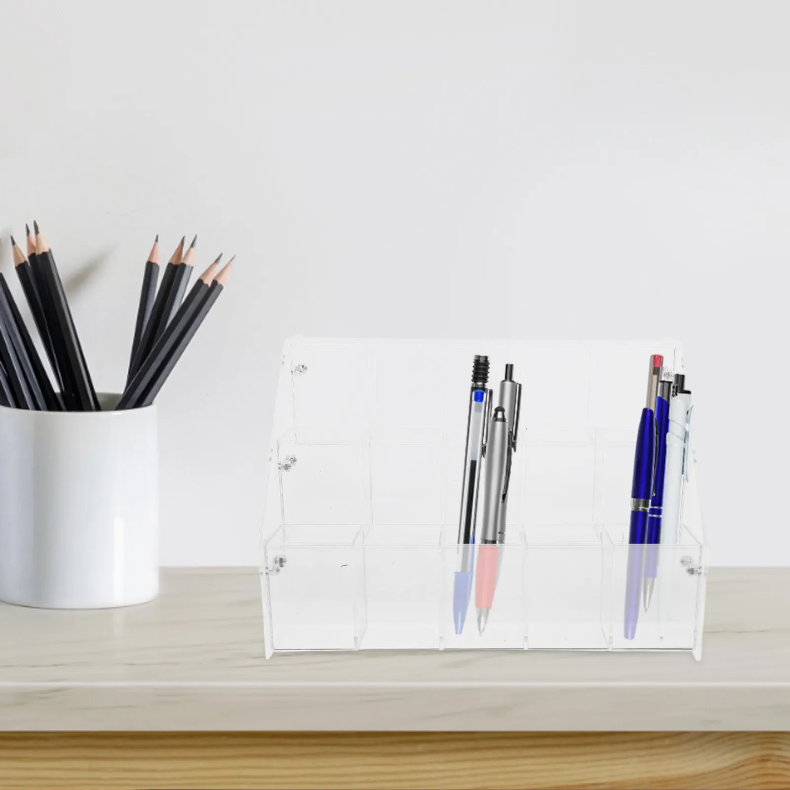 

Pen Display Stand Acrylic Clear Desk Organizer for Writing Instruments Art Supplies Pencil Marker Storage Stationery Rack
