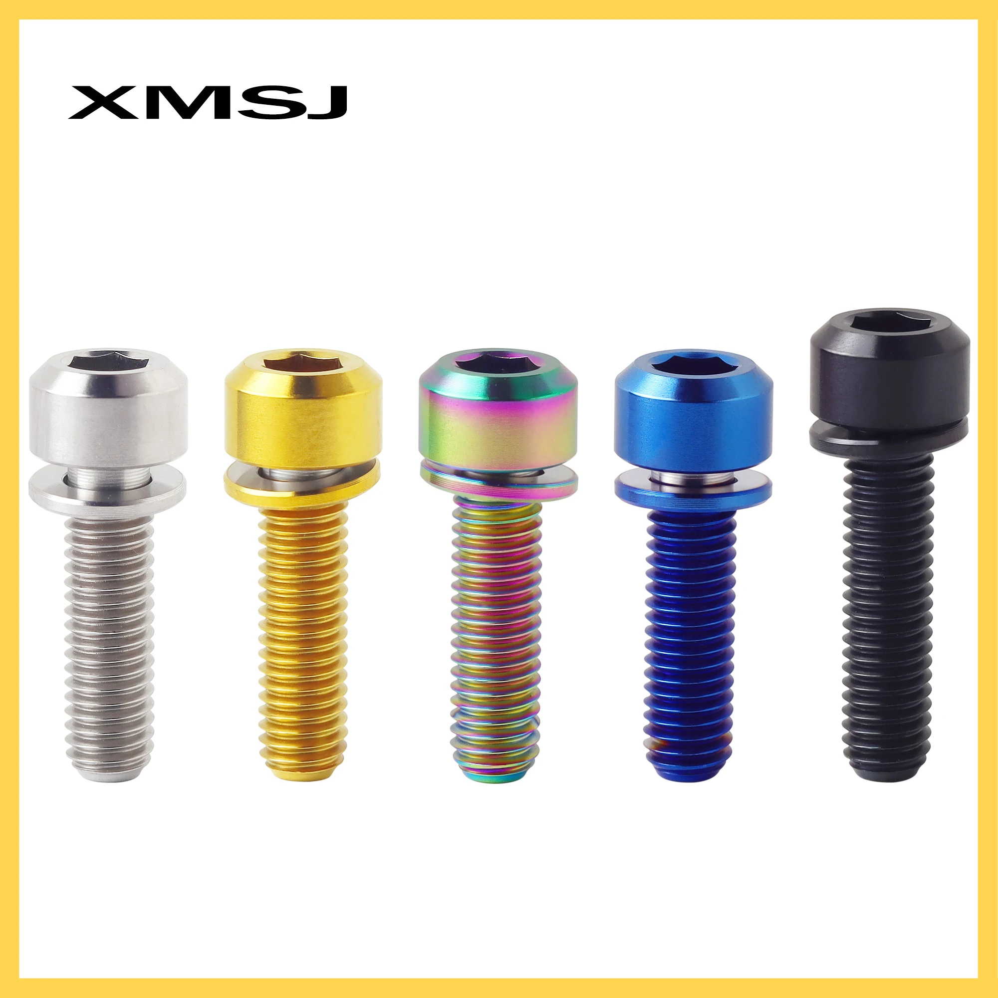 XMSJ Bicycle Handlebar Stem Screw Titanium Bolt With Washer M5*16/18/20mm Bike Stem Screws Seat Post Clamp Fixing Parts