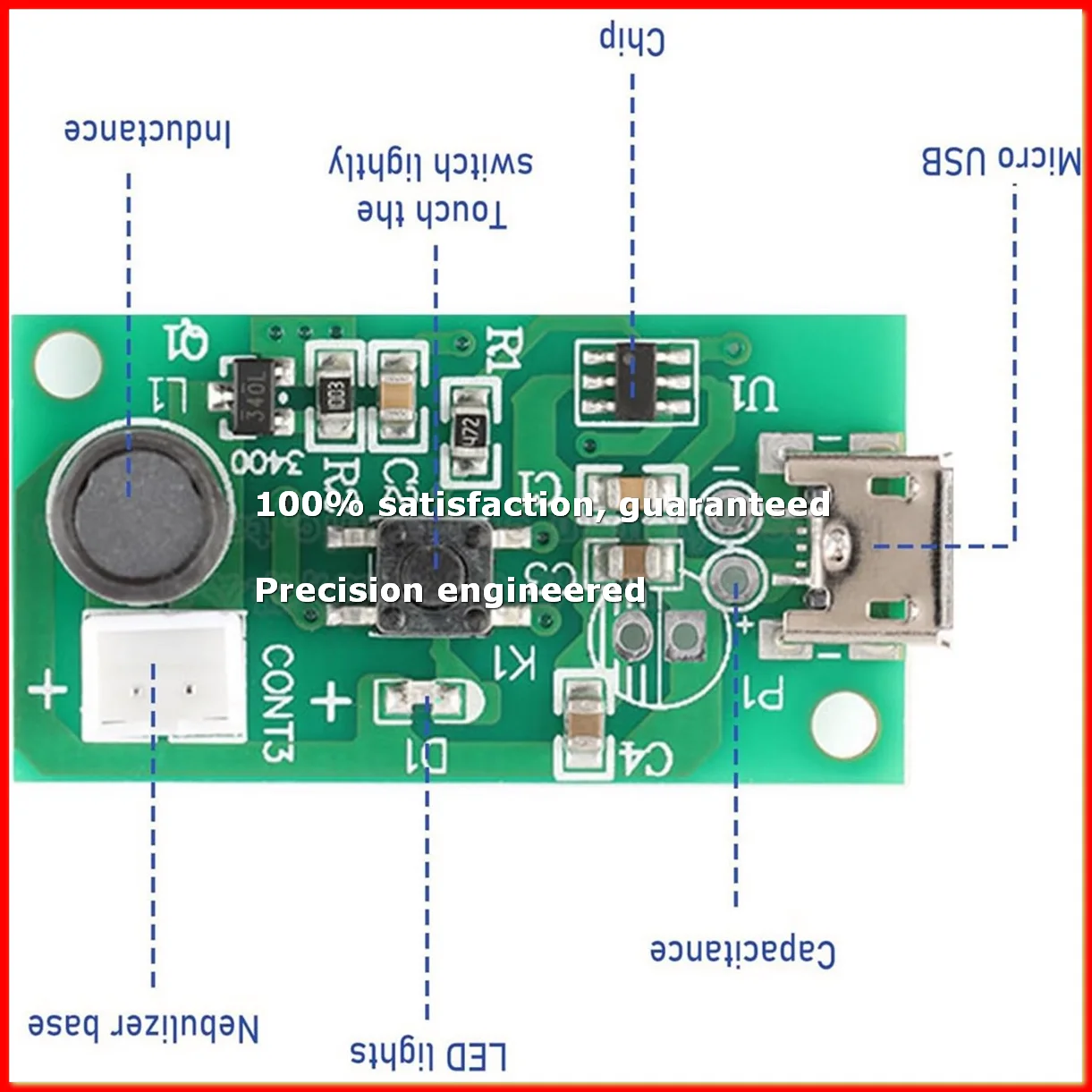 Atomization Disc DC 5V USB Humidifieration Atomization Disc Mirco Interface Mist Maker with Timing Switch for DIY Home-ROWI