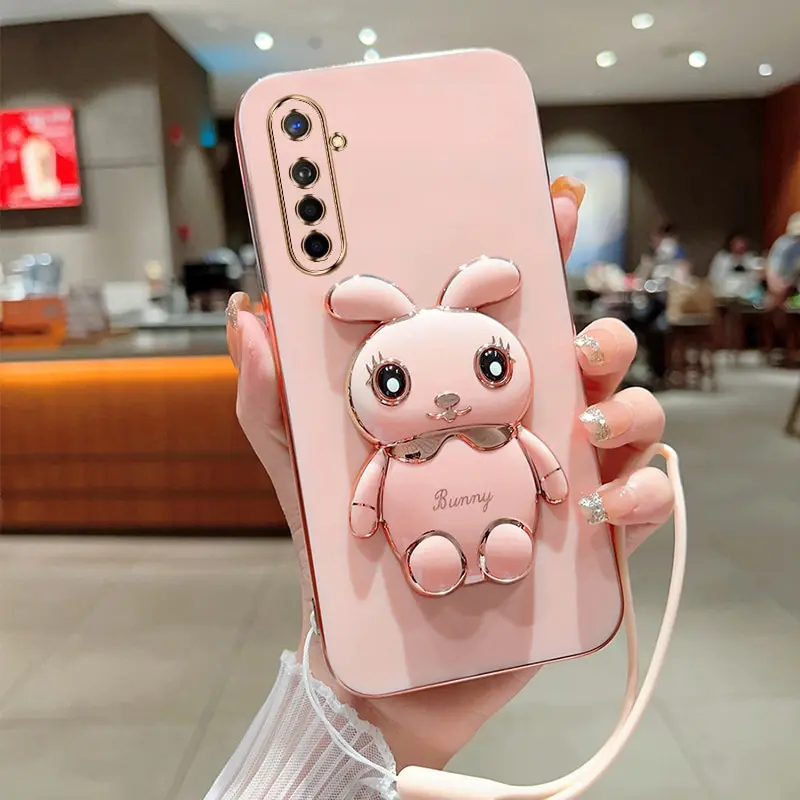 حافظة هاتف مع حامل مربع لـ Oppo Realme ، غطاء مع ساحة الأرض ، Realme X2 ، Realme XT ، طلاء فاخر