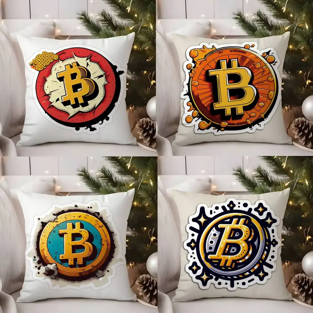 

Bitcoin Cryptocurrency Btc Pillow Case Sofa Living Room Bedroom Double-sided Printing Square Cushion Nap Time Cushion Cover