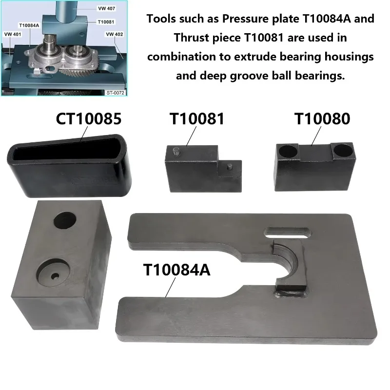 Per VW Audi Trasmissione Ingresso Uscita Albero Cuscinetto Montaggio Presse Rimozione Kit di strumenti di smontaggio Set T10081 T10082 T10084A
