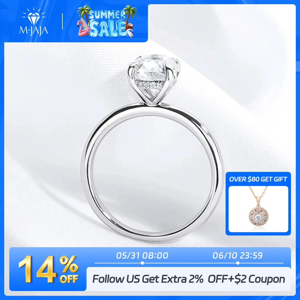 

M-JAJA 1/2/3ct Moissanite Ring for Women Oval Cut Bridal Diamond Solitaire Wedding Promise Band 925 Sterling Silver Ring Jewelry