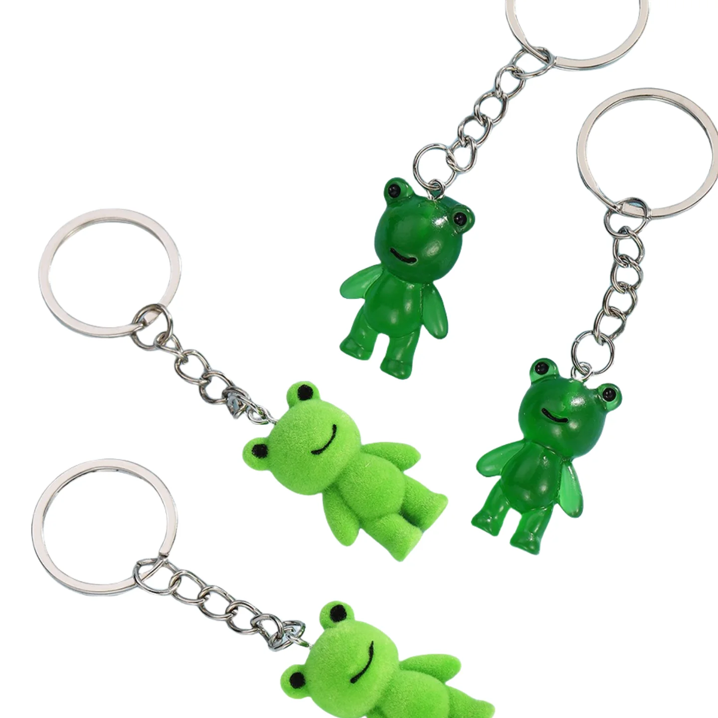 6 pcs Frog Keychains Decorations for Party Favors Cute Flocked Frog Keychains Charm Pendants for Bag Purse Birthday Gifts