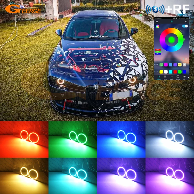 Dla Alfa Romeo 159 Brera Spider BT App RF Remote Control Multi Color Ultra Bright RGB LED Angel Eyes Kit Halo Rings Day Light