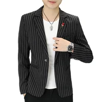 Blazer nuevo para hombre, moda de negocios, caballero a rayas, estilo británico al aire libre, tendencia, banquete de boda, chaqueta informal de lujo para exteriores