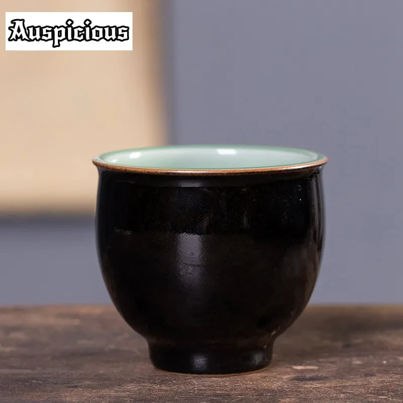 

160 мл Longquan Celadon черная пятнистая чашка из тигровой кожи, чашка для чая, чашка для дегустации чая, чашка для медитации, чашки Chazhan Master, посуда для напитков