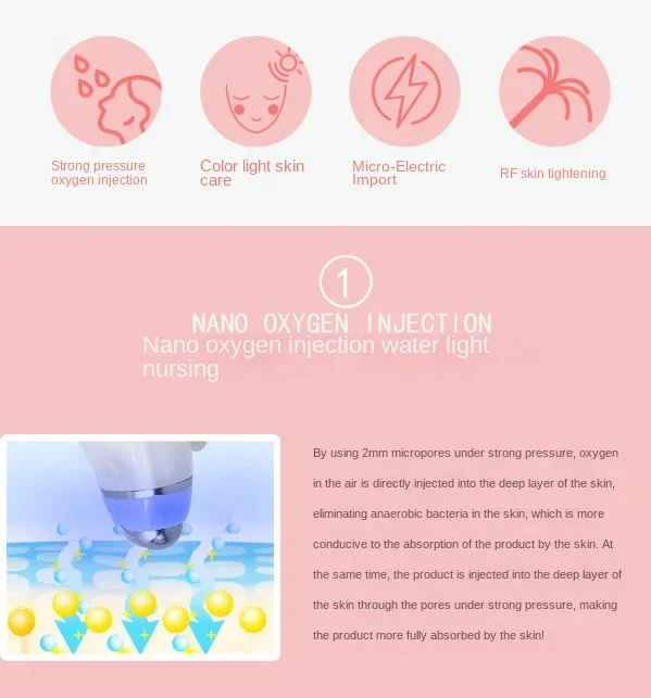 5D plain skin care/hydration/oxygen injection device/lifting V-face/portable handheld/beauty/negative ion/rejuvenation