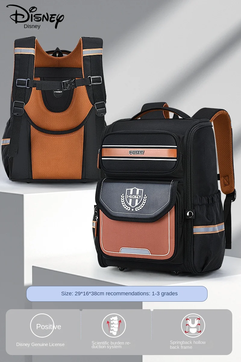 Disney Mickey Boy Girl School Bag Grade 1-6 Primary Student Shoulder Orthopedic Backpack Large Capacity Water Proof Mochilas